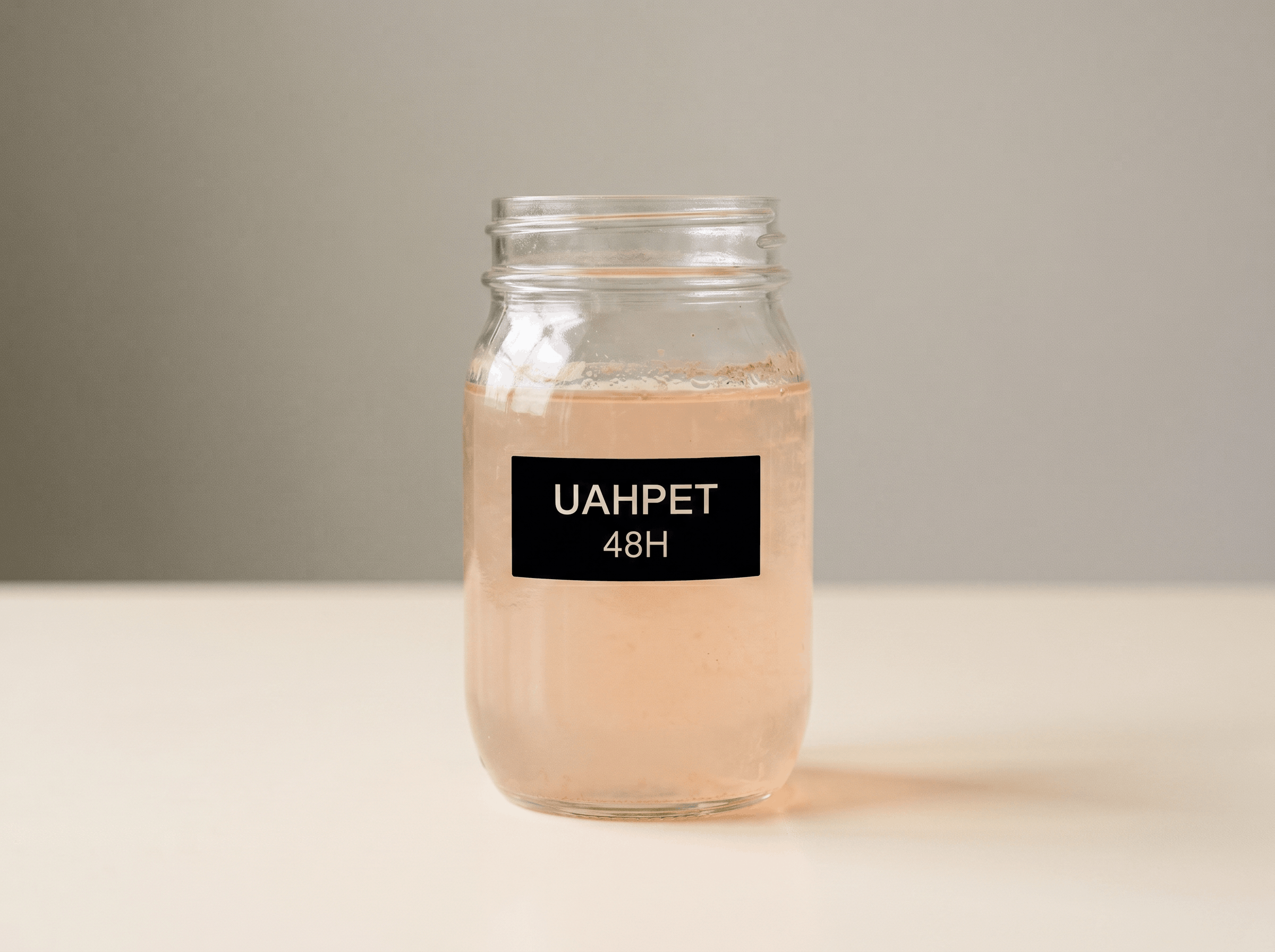 Jar of water poured from the UAH Pet steel fountain after 48 hours of normal home use.